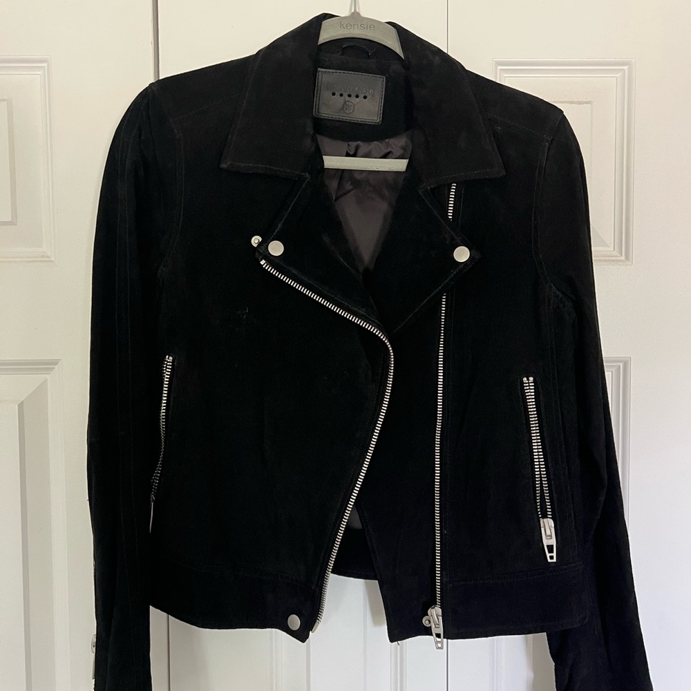 Blank NYC Black Suede Moto Jacket Asymmetrical Zipper